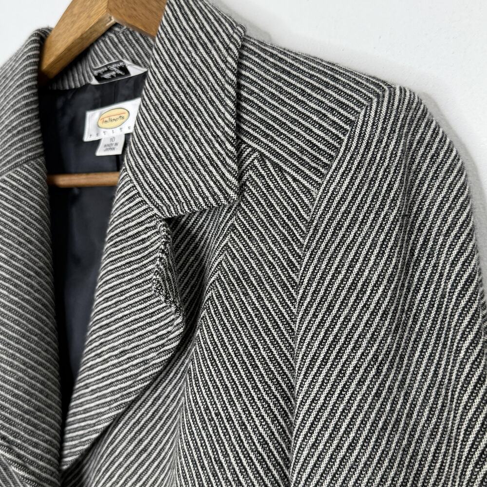 Talbots Blazer Womens 10 Gray Wool Herringbone Petite Career Jacket Japan